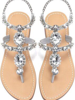 Sparkling Rhinestone Gladiator Sandals for Weddings, Bridesmaids & Boho Style